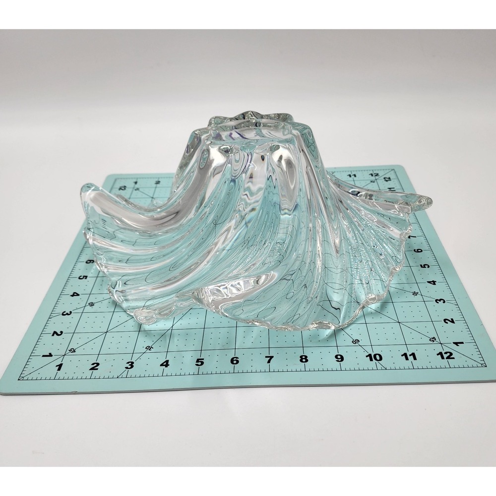 Mikasa Belle Epoque Clear Crystal/Blue Glass Wave Swirl Bowl Centerpiece Dish - Picture 15 of 16